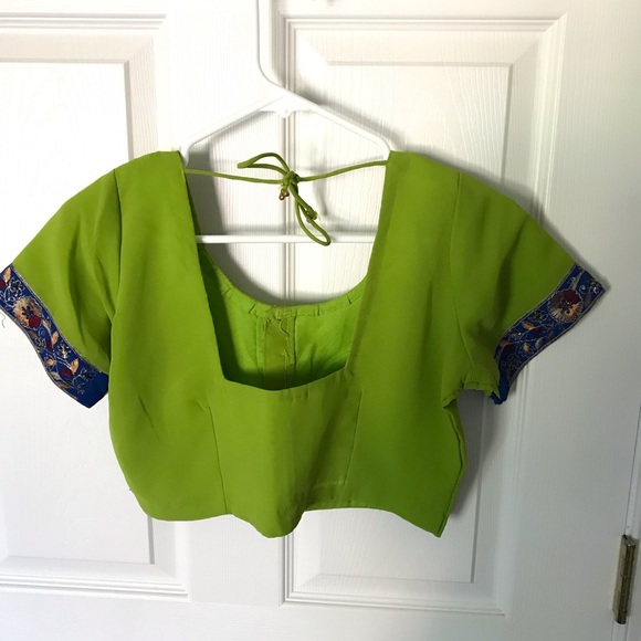 Green and Blue Georgette Sari - Picture 4 of 5